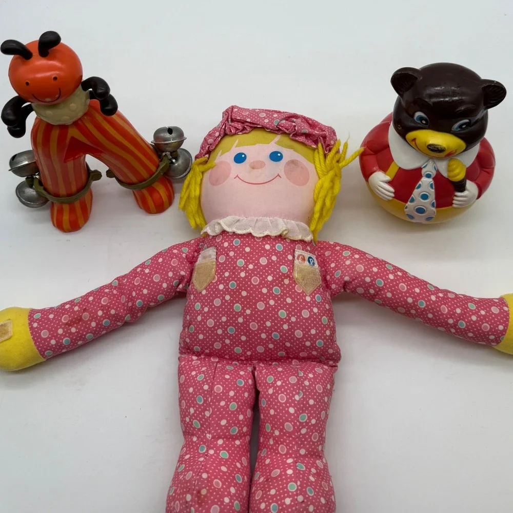 Vintage Kiddie Products First Years‎ Musical Wobblers Doll Toy lot
